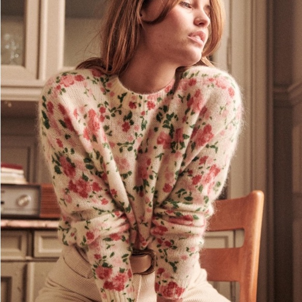 Sezane Amaya mohair floral sweater